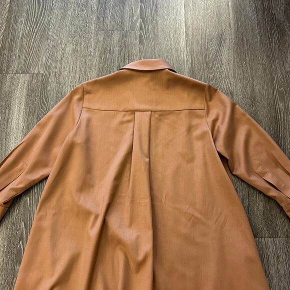 COS Wool Blend A-Line Shirt Dress Rust Brown High-Low Hem Long Sleeve Minimalist - Picture 10 of 16